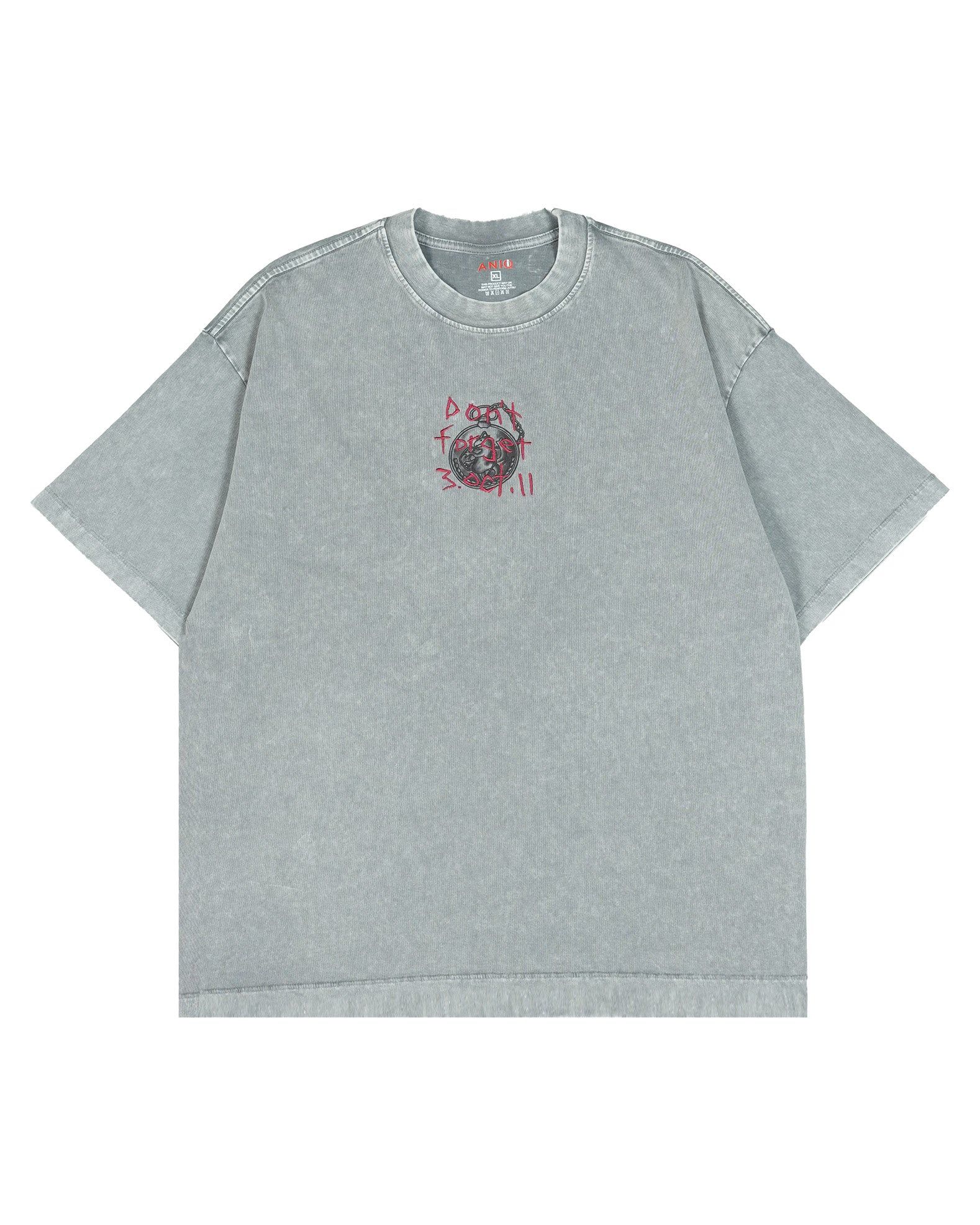 Alchemy Wash Tee | Light Gray Embroidered Tee | Aniqi