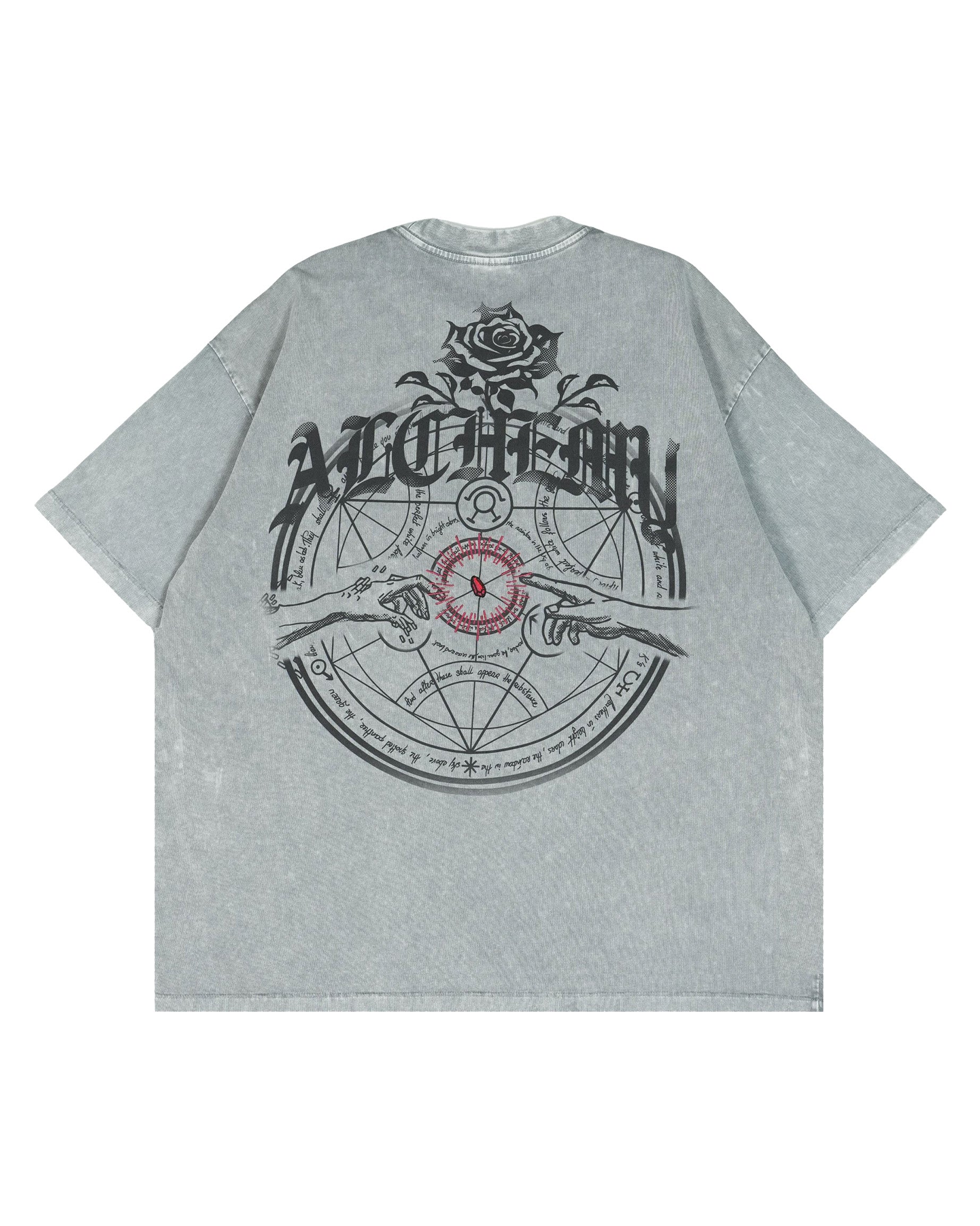 Alchemy Wash Tee | Light Gray Embroidered Tee | Aniqi