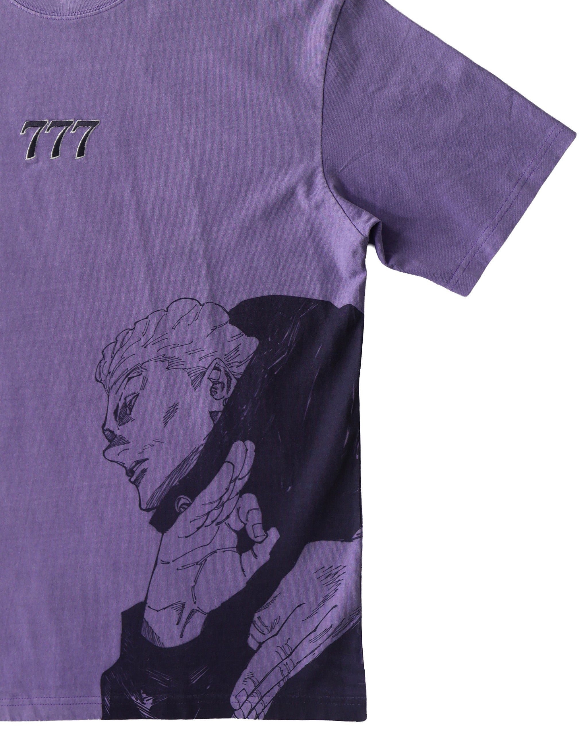 Gambler Wash Tee | Purple Acid Wash Embroidered Tee | Aniqi