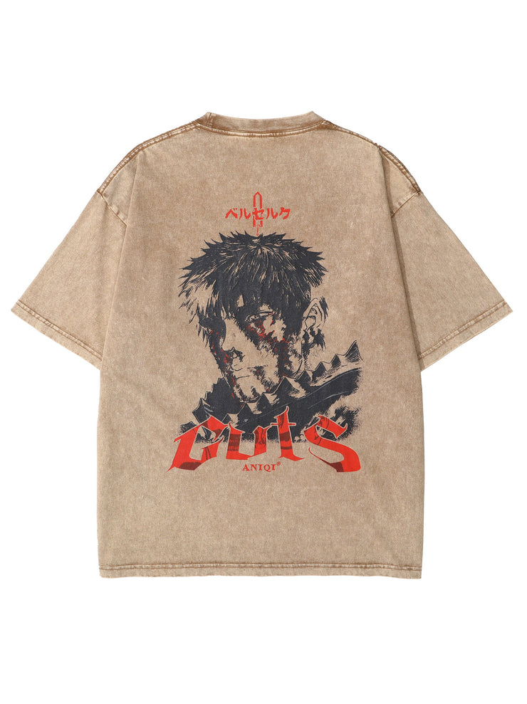 BERSERK GUTS EMBROIDERED X GRAPHIC VINTAGE TEE